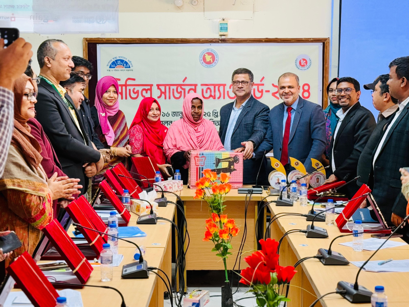 Fistula Survivor Ripta Begum receives Sewing Machine from the Director (Health) of Sylhet division as Rehabilitation Support